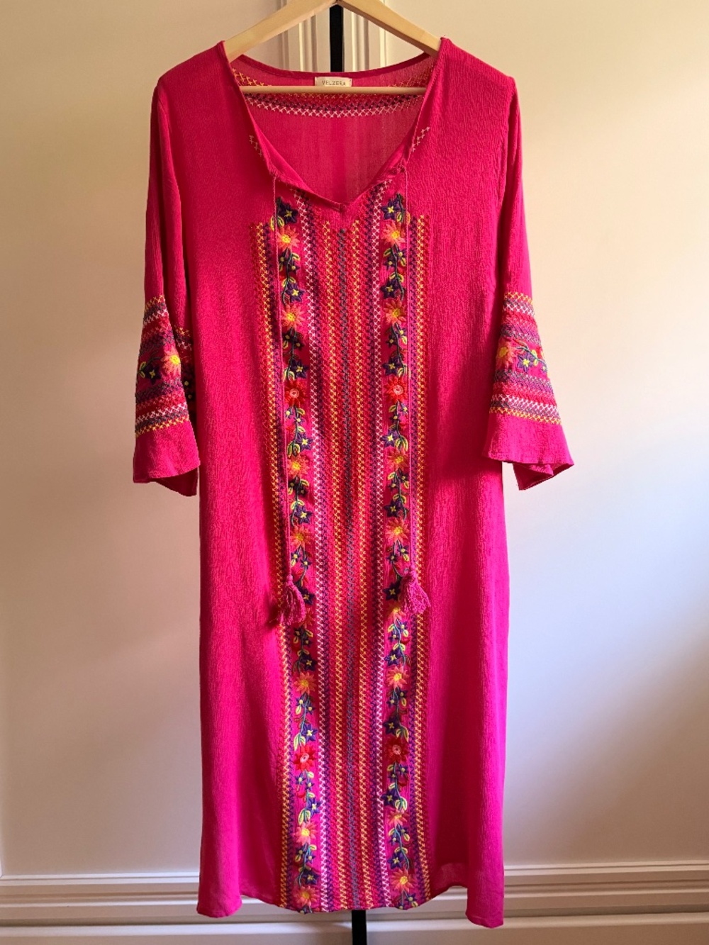 New Pink Embroidered Kaftan Boho Bohemian Dress XL